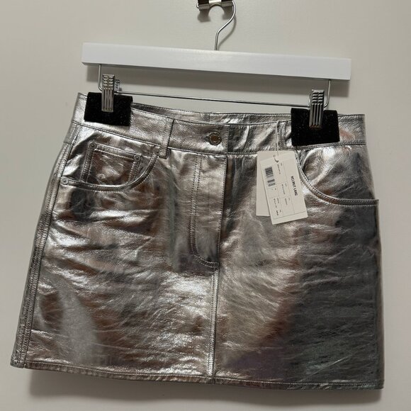 NWT Helmut Lang Mirror 5 Pocket Skirt | US 4 | Metallic Silver - Picture 4 of 6